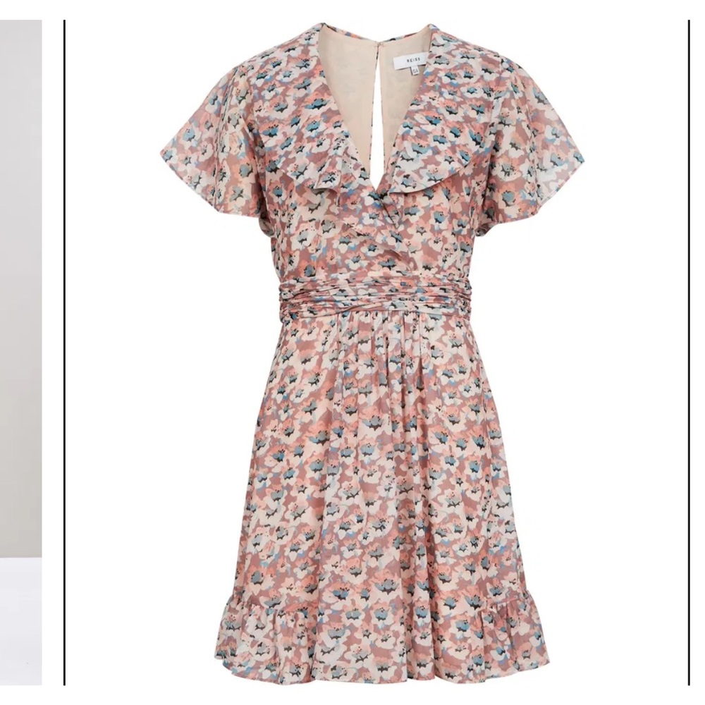 Reiss Aime Floral Printed Mini Tea Dress Size US 0
